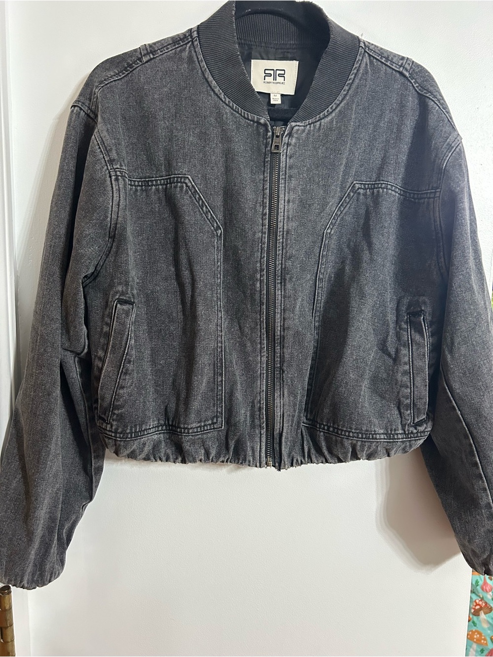 Robert Rodriguez Washed Black Bomber Jacket